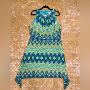 Vibrant Asymmetrical Chevron Dress